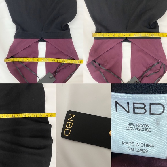 NBD Maroon Red Colorblock Halter Dress